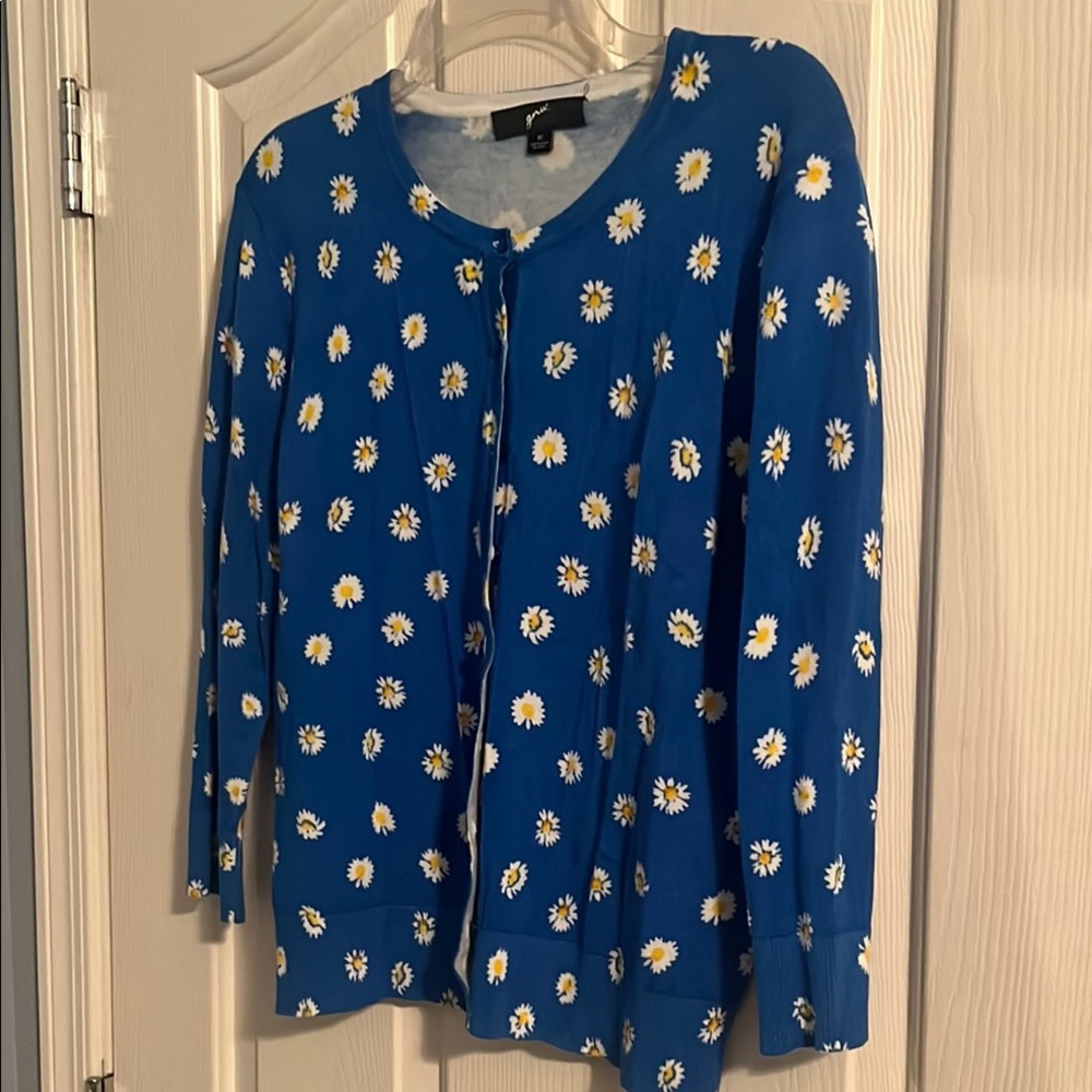 GNW Blue Daisy Floral Cardigan Sweater